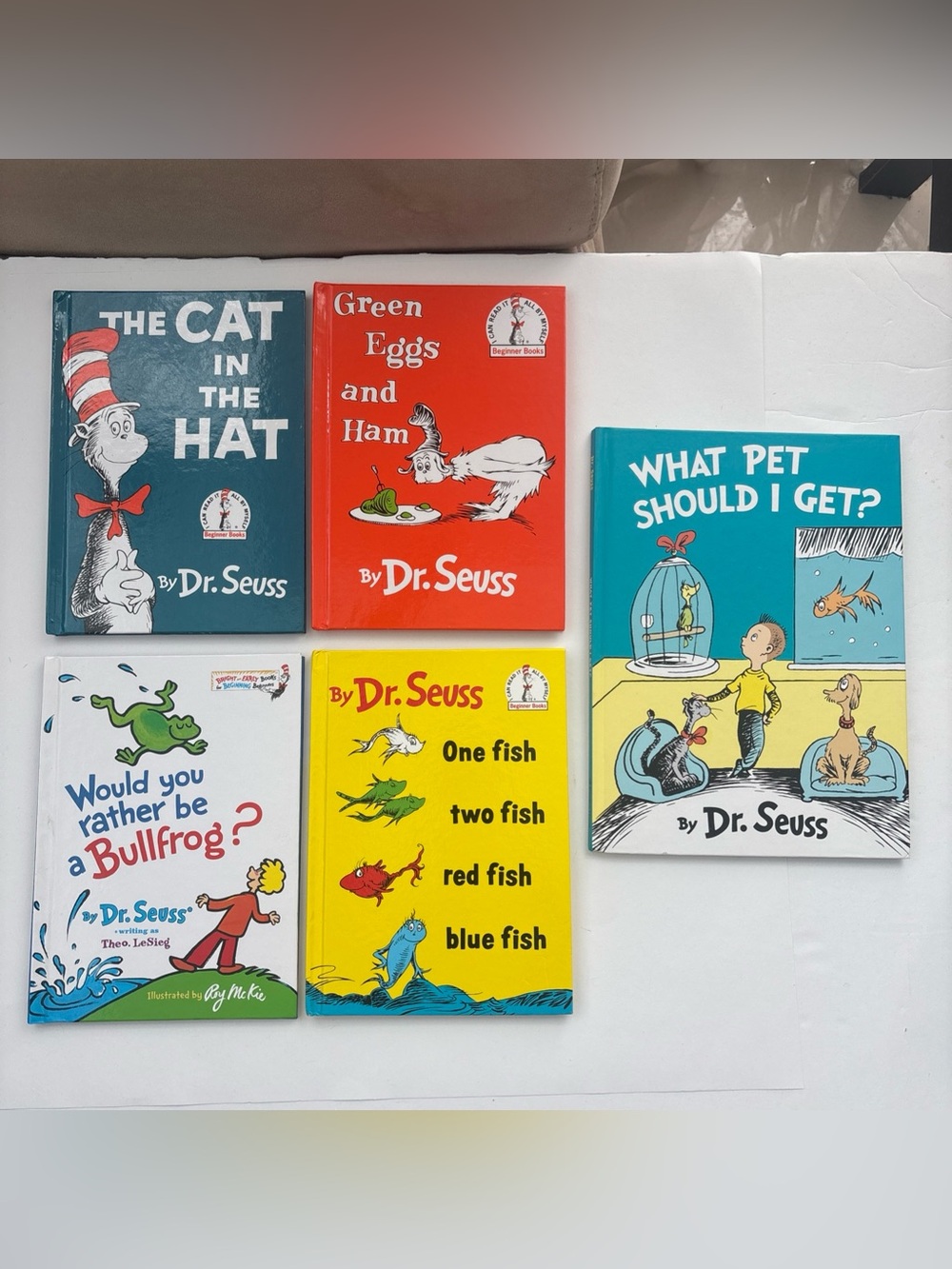 Lot Of 5 Dr. Seuss Hardcover Children Books - The Cat In The Hat - Green Eggs